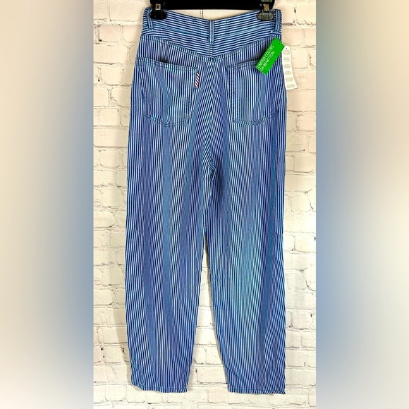 United Colors Of Benetton Carrott Fit Blue Striped Trousers, Size 2 - Picture 5 of 9